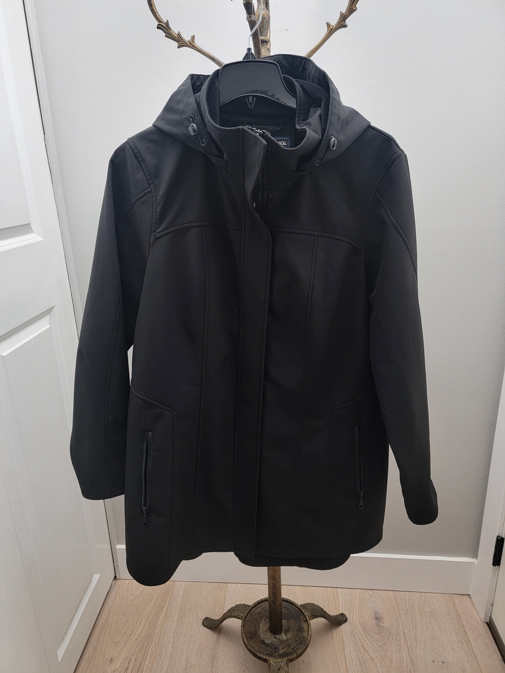 Kristen Blake Black Hooded Trench Coat